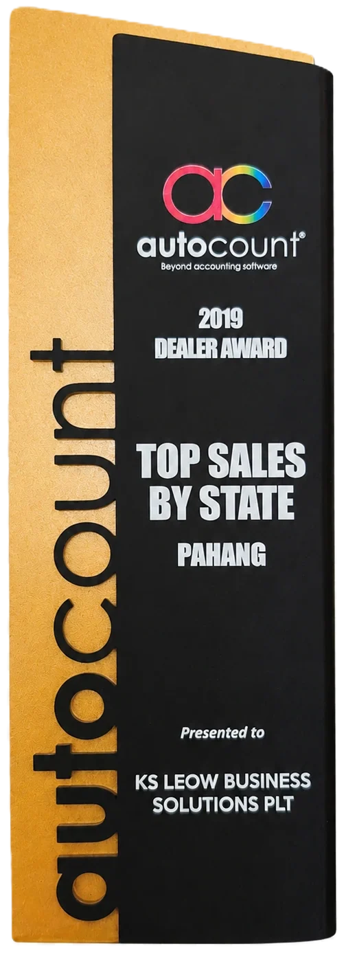 AutoCount Top Dealer trophy 2019