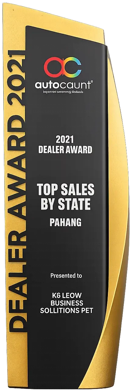 AutoCount Top Dealer trophy 2021