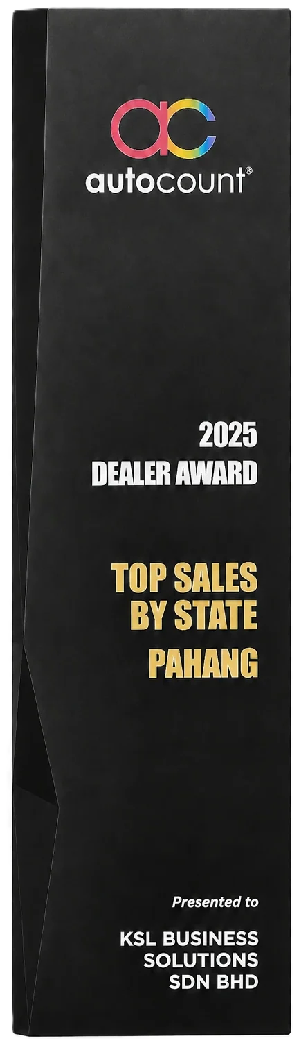 AutoCount Top Dealer trophy 2025
